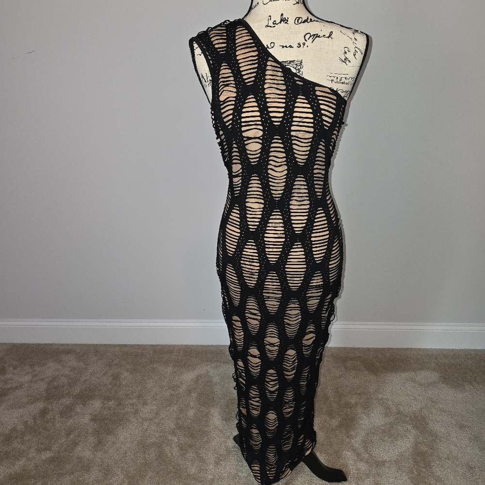 Elegant Black Mesh Dress